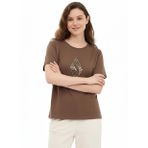Skechers S2610050-2210 W Oversize Fit Graphi Kahve Kadın T-Shirt