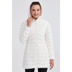 Skechers W Essential Maxi Length Hooded Jacket Uzun Boy Kadın Parka Mont Kırık Beyaz - XS