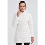 Skechers W Essential Maxi Length Hooded Jacket Uzun Boy Kadın Parka Mont Kırık Beyaz