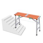 Skid Proof Çalışma Ekipmanları ile Yüksekliği Ayarlanabilir Alüminyum İskele Platformu Yüksek Yük Kapasiteli Galvanizli Çelik Boru (Turuncu L 120cm)