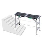 Skid Proof Çalışma Yüzeyli Alüminyum Yüksekliği Ayarlanabilir İskele Platformu Yüksek Yük Kapasitesi Galvanizli Çelik Boru Siyah 150cm