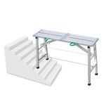 Skid Proof Çalışma Yüzeyli Yüksekliği Ayarlanabilir Alüminyum İskele Platformu Yüksek Yük Kapasitesi Galvanizli Çelik Boru 59 "Gümüş
