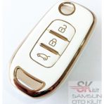Skilit Samsun Oto Kilit Megane 4 Clio 5 Kadjar Captur Logan Sandero Duster Anahtar Kumanda Kılıfı Kabı Beyaz - Beyaz - Gold