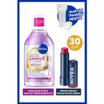 Skin Glow Parlaklık Etki Micellar Makyaj Temizleme Suyu ve Kırmızı Renkli Dudak Bakım Kremi, Pamuk