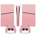 Skin Sticker for PS5 Slim Digital, Full Set Protective Vinyl Decal Cover Wrap for PS5 Slim Console and Controller (Pink)