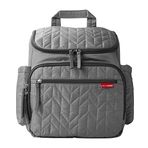 Skip Hop Diaper Bag Sırt Çantası: Forma, çok fonksiyonlu bebek seyahat çantası, değiştirme pedi ve bebek arabası ekli, gri