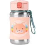 Skip Hop Zoo Pipetli Paslanmaz Çelik Suluk 350 ml BPA İçermez 3 Yaş ve Üstü İçin Ergonomik - Pembe - Lila