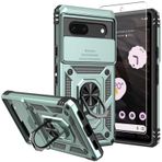 SKMY Google Pixel 7a Kılıf, Ekran Koruyucuları ve Kamera Kapaklı Pixel 7a Kılıf, [Askeri Sınıf] 16 ft.Drop Test Edilmiş Kapak Manyetik Destek Çubuğu Koruyucu Kılıf Google Pixel 7a için, Yeşil