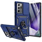 SKMY Note 20 Ultra Kılıf, Ekran Koruyucu ve Kamera Kapağı, [Askeri Sınıf] 16 ft.Drop Test Edilmiş Kılıf, Galaxy Note 20 Ultra için Manyetik Destek Çubuğu Koruyucu Kılıf, Mavi
