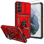 SKMY Samsung Galaxy S21 Plus için Kılıf, Ekran Koruyucuları ve Kamera Kapağı, [Askeri Sınıf] 16 ft.Düşme Test Edilmiş Manyetik Destek Çubuğu Koruyucu Kılıf Galaxy S21 Plus için, Kırmızı