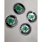Skoda Alüminyum Yapıştırma Jant Göbeği Yeşil 4'lü 60mm (4)