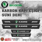 Skoda Kamıg Uyumlu Deri Karbon Kapı Eşiği Koruyucu Bant 4 Adet