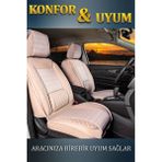 Skoda Karaq Deri Oto Koltuk Kılıfı Ön Arka Set Plus Serisi Bej Scr