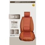 Skoda Karaq Uyumlu Isofix Destekli Premium Venezia Serisi Deri Oto Koltuk Kılıfı Ön Arka 5’li Set Tarçın Renk