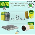 Skoda Rapid 1.6 Tdı Dizel Mann Filtre Bakım Seti 2013-2015