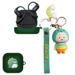 SKPY SHOKZ OpenFit ile Uyumlu Sevimli Dinozor Kılıfı, Havalı Karikatür Kolye Silikon Yumuşak Anahtarlık Kapaklı Erkek Kız Kadın Erkek Gençler için
