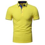 Skrsila Erkek Polo Tişört Kısa Kollu Tişört Slim Fit Tek Renkli Klasik Polo Gömlek, Sarı, 3XL