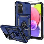 SKTGSLAMY Galaxy A03S Telefon Kılıfı için, Samsung A03S Kılıf, Ekran Koruyucu ve Kamera Kapağı, [Askeri Sınıf] 16 ft.Drop Test Edilmiş Kılıf, Galaxy A03S, TC-Blue için Manyetik Destek Çubuğu Koruyucu Kılıf