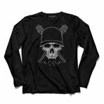 Skull Kuru Kafa Tası Beyzbol Haydar Sopa Uzun Kollu Tişört Baskılı Çocuk T-Shirt Siyah
