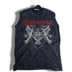 Skull Megadeth Baskılı Yıkamalı Kolsuz Tişört, Unisex Rock Band Temalı Sıfır Kol Retro Atlet - Siyah - 3XL