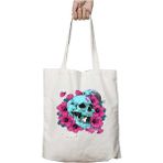 Skull Roses Güller Kuru Kafa Iki Tarafı Kalıcı Baskılı Yıkanabilir Okul Plaj Omuz Bez Çantası