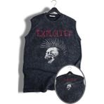 Skull The Exploited Ense Baskılı Yıkamalı Kolsuz Tişört, Unisex Rock Band Temalı Sıfır Kol Atlet - Siyah - XL