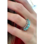 Sky Diamond Blue Aquamarin Taşlı 925 ayar Gümüş Beş Taş Yüzük