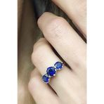Sky Diamond Blue Creative Sapphire 925 ayar Gümüş Lüks Tria Yüzük