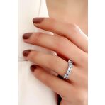 Sky Diamond Blue Creative Sapphire 925 ayar Gümüş Sıra Taş Yüzük