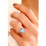 Sky Diamond Blue Creative Sapphire 925ayar Gümüş Lüks Tek Taş Yüzük