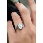 Sky Diamond Mozanit Taşlı 925ayar Gümüş Üzerine Beyaz Altın Kaplama Tek Taş oval yüzük