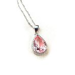 Sky Diamond Pink Morganit Taşlı 925 ayar Gümüş Lüks Damla Kolye
