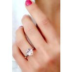 SKy Diamond Pink Morganit Taşlı 925 ayar Gümüş Lüks Damla Yüzük