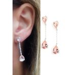 Sky Diamond Pink Morganit Taşlı Damla Zarif Küpe