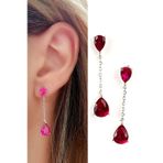 Sky Diamond Red creative rubies 925 ayar gümüş damla küpe