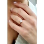 Sky Diamond Taşlı 925 ayar Gümüş Rose Altın Kaplama Tek Taş Yüzük