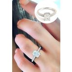 Sky Diamond Taşlı 925ayar Gümüş Üzerine Beyaz Altın Kaplama Baget Tek Taş Yüzük
