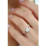 Sky Diamond Taşlı 925ayar Gümüş Üzerine Beyaz Altın Kaplama Sarmal Tek Taş Yüzük