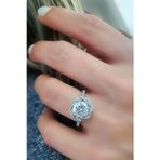 Sky Diamond Taşlı 925ayar Gümüş Üzerine Beyaz Altın Kaplama Tek Taş Gül Yüzük