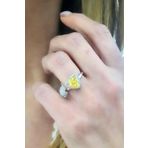Sky Diamond Yellow Sitrin Taşlı 925ayar Gümüş Üzerine Altın Kaplama Kalp Tek Taş Yüzük