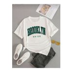Sky Light Yeşil Brooklyn Baskılı Beyaz Oversize T-shirt renklibrooklyn