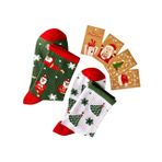 Sky Socks 2'li Yılbaşı Ağaç Noel Baba Christmas Desenli Set Unisex Pamuklu Kokulu Tenis Çorap Tek Beden