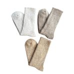 Sky Socks 3'lü Alpaka Yün Örgülü Kışlık Kalın Havlu Çorap KAHVERENGİ-BEJ