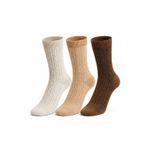 Sky Socks 3'lü Bambu Kabartma Desenli Kalın Kışlık Soket Çorap