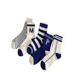 Sky Socks 5'li Ekonomik Paket Mavi Çizgili Desenli Unisex Soket Çorap Seti Tek Beden
