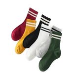 Sky Socks 6'lı Ekonomik Paket Renkli Çemberli Desenli Unisex Tenis Çorap Seti Tek Beden