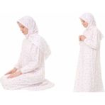 Skycott Tek Parça Yıldız Desenli Uzun Kollu Fermuarlı Astersız Pamuklu Tesettür Namaz Elbisesi - Standart - Pembe