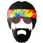 Skygo 26x18 cm Siyah Saçlı Bandana Tasarımlı Hippi Parti Gözlüğü
