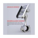 Skygo Alüminyum Gidon Sıkıştırmalı Motosiklet Telefon Tutucu Scooter Bisiklet Telefon Tutucu Sarsılmaz - 1BW-Beyaz