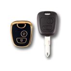 Skygo Autohan Keys 206 106 Partner C1 C3 Berlingo Için Siyah Altın Anahtar Kumanda Kılıfı, 2 Düğmeli - 0-Koyu Mavi - Option-1